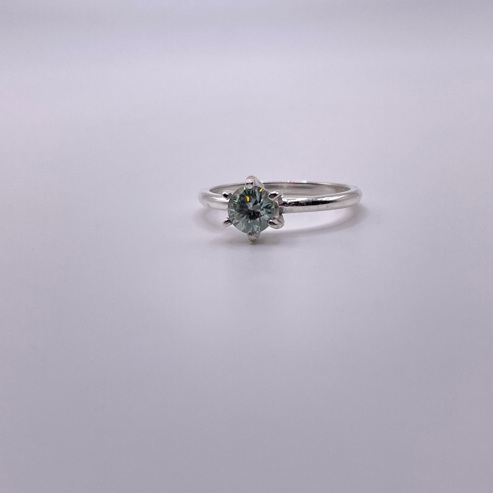 Handmade Sterling Silver Ring with 1ct Blue Moissonite